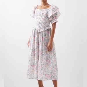 Batsheva x Laura Ashley Floral Midi Dress - Pink and White
